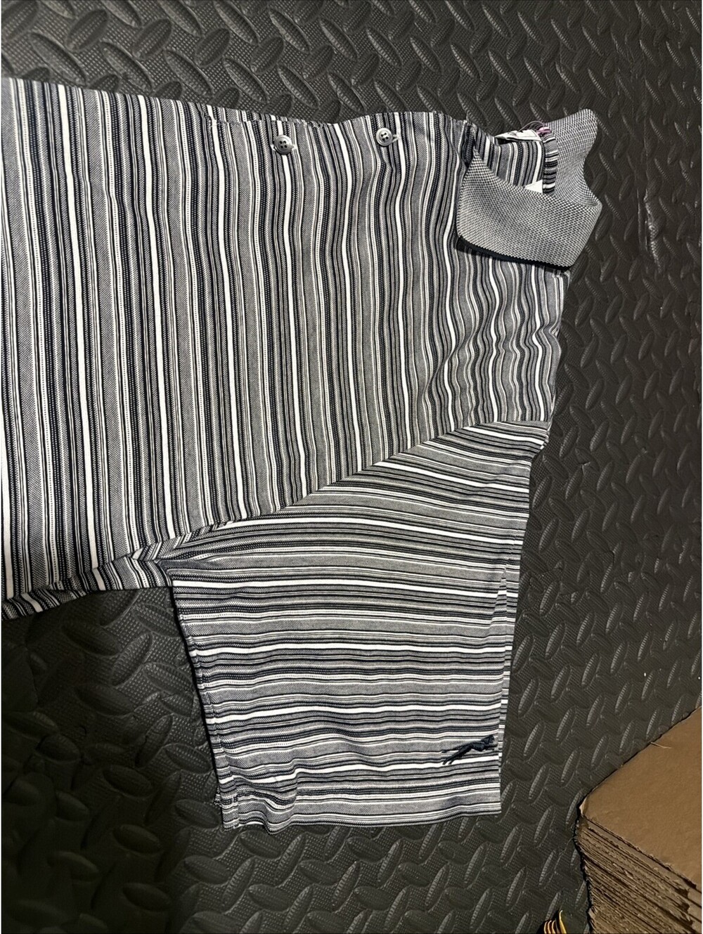 Vintage Slazenger Polo Shirt Mens XL Gray Striped 100% Cotton, Made In Hong Kong - Picture 7 of 7
